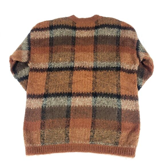 Fuzzy Wool Mohair Knit Cardigan Sweater Paul Harris M Burnt Orange Cobain Grunge - Picture 9 of 16